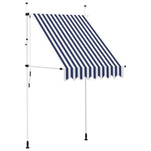 vidaXL Toldo manual retr&aacute;ctil 150 cm azul y blanco a rayas