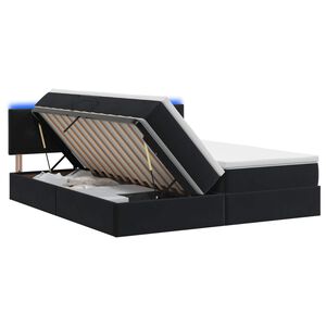 vidaXL Cama de almacenamiento LED con colch&oacute;n Negro 200 x 200 cm