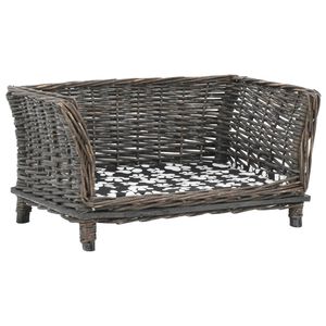 vidaXL Cesta para perros con coj&iacute;n sauce natural gris 50x33x30 cm