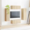 vidaXL Conjunto de mueble de TV Montaje en la pared 4 pcs Roble Sonoma