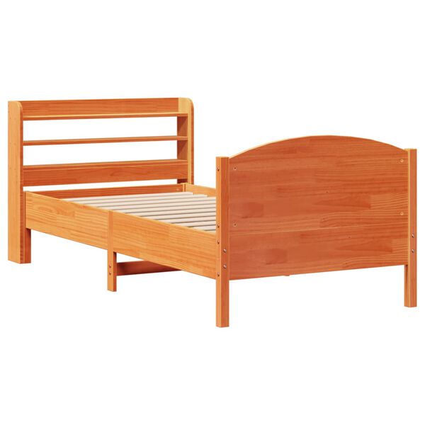vidaXL Cama sin colch&oacute;n madera maciza de pino marr&oacute;n cera 100x200 cm