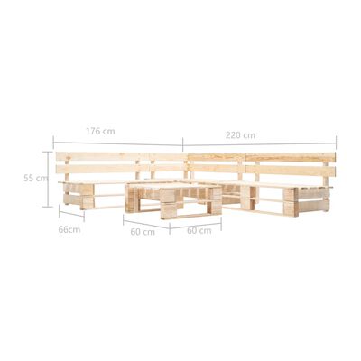 vidaXL Juego de muebles de palets de jardín 4 piezas madera natural