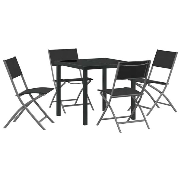 vidaXL Conjunto de Comedor de Jard&iacute;n 5 pcs Negro