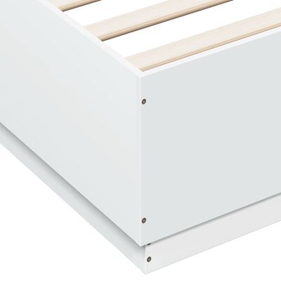 vidaXL Estructura cama y luces LED madera ingeniería blanca 200x200 cm