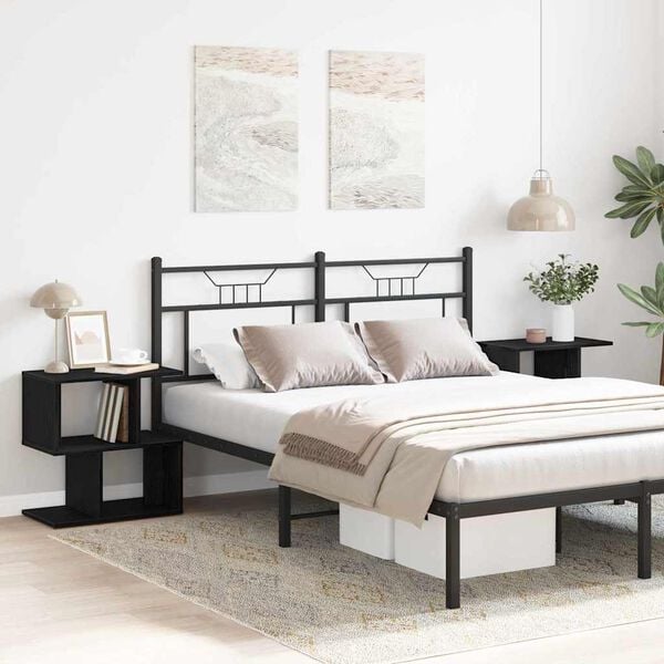 vidaXL Armario de Noche 2 pcs Roble Negro 50 x 30 x 51,5 cm