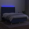 vidaXL Cama box spring colch&oacute;n y luces LED tela azul 140x200 cm