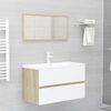 vidaXL Set de muebles de ba&ntilde;o madera ingenier&iacute;a blanco y roble Sonoma