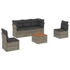 vidaXL Set de muebles de jard&iacute;n 6 pzas y cojines rat&aacute;n sint&eacute;tico gris