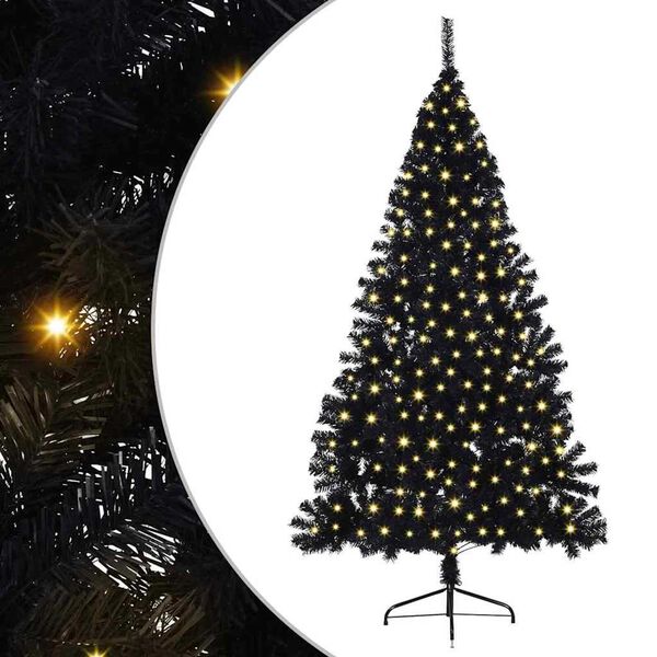 vidaXL &Aacute;rbol de Navidad Artificial Preiluminado Negro 210 cm PVC