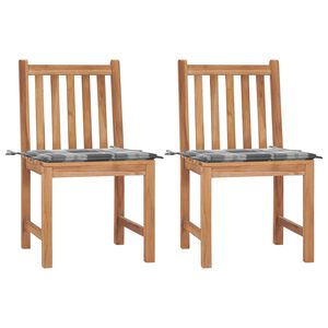 vidaXL Sillas de jard&iacute;n 2 unidades madera maciza de teca con cojines