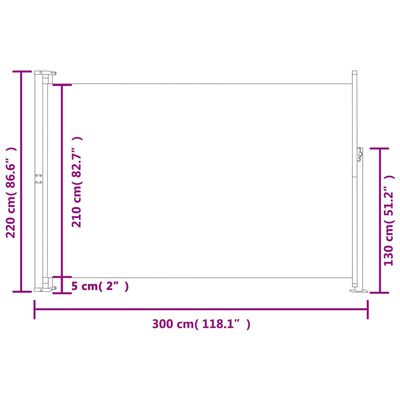 vidaXL Toldo lateral retráctil para patio gris 220x300 cm
