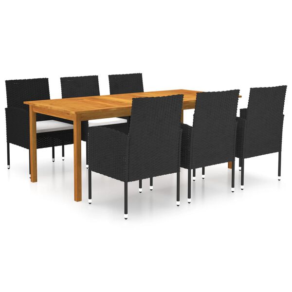 vidaXL Juego de comedor para jard&iacute;n de 7 piezas negro