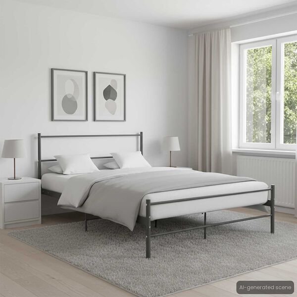 vidaXL Estructura de cama sin colchón metal gris 120x200 cm