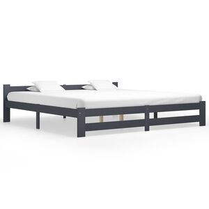 vidaXL Estructura cama sin colch&oacute;n madera pino gris oscuro 200x200 cm