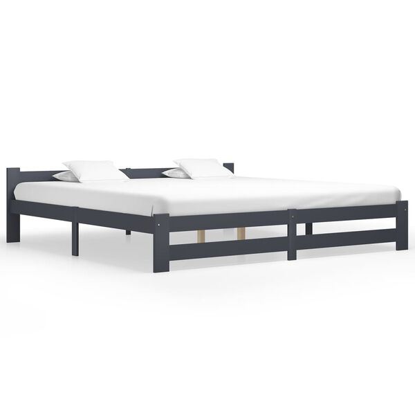 vidaXL Estructura cama sin colch&oacute;n madera pino gris oscuro 200x200 cm