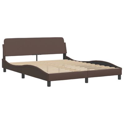 vidaXL Estructura de cama cabecero cuero sintético marrón 160x200 cm