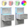 vidaXL Mesitas de noche de pared con luces LED 2 uds gris hormig&oacute;n