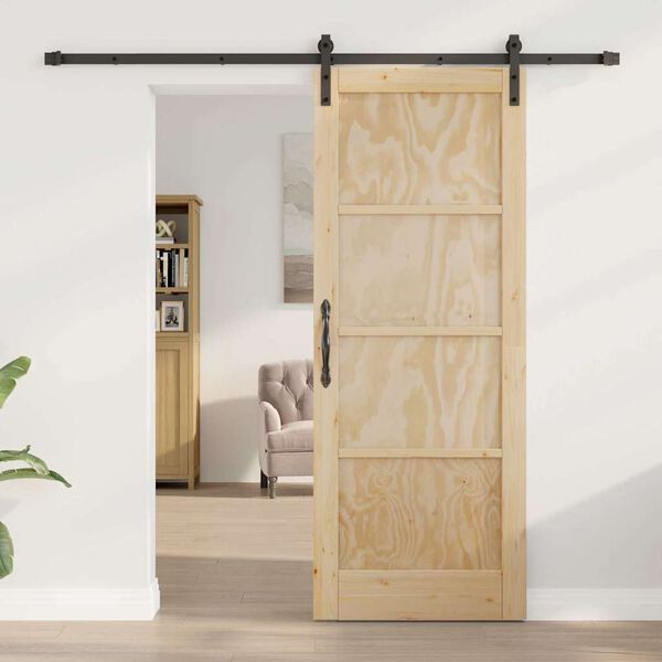 vidaXL Puerta Corredera Marrón 78 x 202 cm Madera de pino macizo