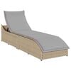 vidaXL Tumbona plegable con coj&iacute;n y espacio beige rat&aacute;n sint&eacute;tico