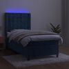 vidaXL Cama box spring colch&oacute;n y LED terciopelo azul oscuro 90x190 cm