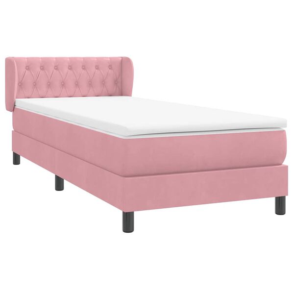 vidaXL Cama box spring con colch&oacute;n terciopelo rosa 90x210 cm