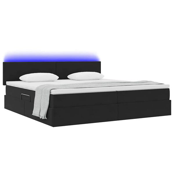 vidaXL Cama con almacenamiento y LED Negro 200 x 200 cm Terciopelo