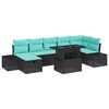 vidaXL Conjunto de sof&aacute; de jard&iacute;n 8 uds. Negro rat&aacute;n sint&eacute;tico