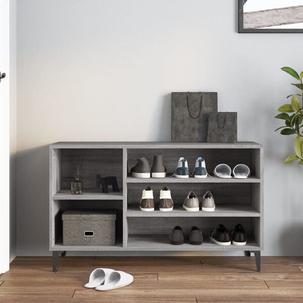 vidaXL Mueble zapatero madera contrachapada gris Sonoma 102x36x60 cm