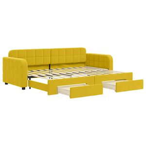 vidaXL Sof&aacute; cama nido con cajones terciopelo amarillo 80x200 cm