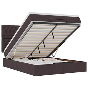 vidaXL Estructura cama otomana colch&oacute;n tela marr&oacute;n oscuro 140x190cm