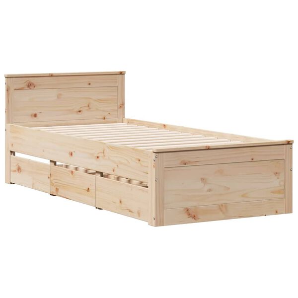 vidaXL Cama con cabecero sin colch&oacute;n madera maciza de pino 100x200 cm