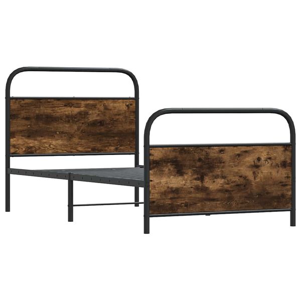 vidaXL Estructura de cama sin colch&oacute;n 90x200 cm madera roble ahumado