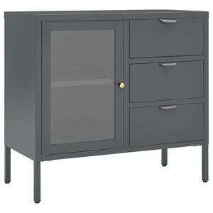 vidaXL Aparador de acero y vidrio templado antracita 75x35x70 cm