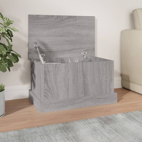 vidaXL Baúl almacenaje madera contrachapada gris sonoma 50x30x28 cm