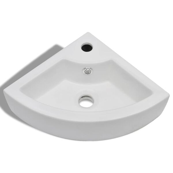 vidaXL Lavabo con rebosadero blanco 45x32x12,5 cm