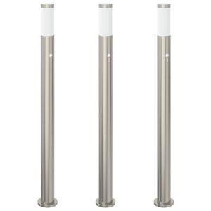 vidaXL Balizas luminosas con sensor, 3 unidades, 110 cm, acero inoxidable, IP44