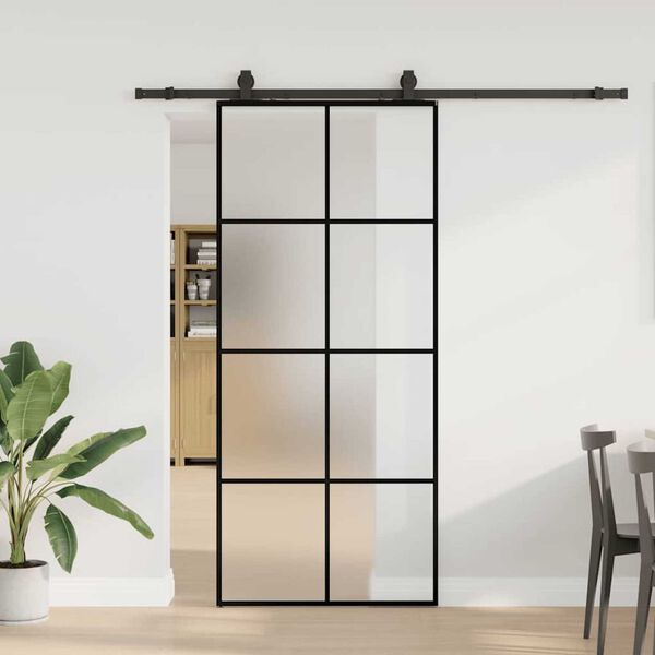 vidaXL Puerta corredera con set herrajes negro 90x205 cm vidrio ESG