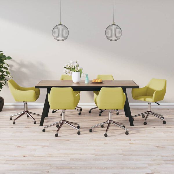 vidaXL Sillas de comedor giratorias 6 unidades tela verde