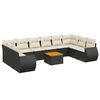 vidaXL Set de sof&aacute;s de jard&iacute;n 11 pzas y cojines rat&aacute;n sint&eacute;tico negro