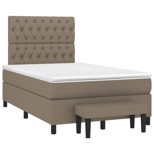 vidaXL Cama box spring con colch&oacute;n tela gris taupe 120x200 cm