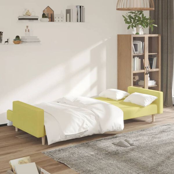 vidaXL Sof&aacute; cama de 2 plazas tela verde