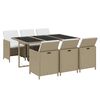 vidaXL Set comedor de jard&iacute;n 7 pzas con cojines rat&aacute;n sint&eacute;tico beige