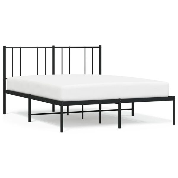 vidaXL Estructura cama sin colchón con cabecero metal negro 160x200 cm