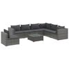 vidaXL Set de muebles de jard&iacute;n 8 pzas y cojines rat&aacute;n sint&eacute;tico gris