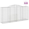 vidaXL Cestas gaviones 20 uds forma de arco hierro 300x50x140/160 cm