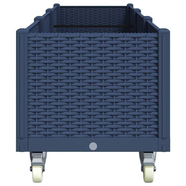 vidaXL Jardinera con ruedas PP azul gris 240x50x54 cm