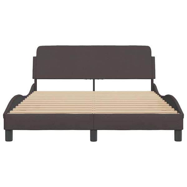 vidaXL Estructura de cama Dover tela marr&oacute;n oscuro 140x200 cm
