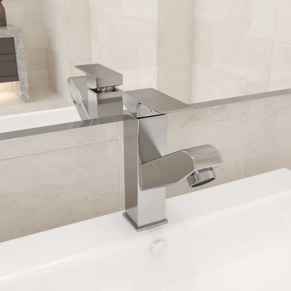 vidaXL Grifo de lavabo de ba&ntilde;o funci&oacute;n extra&iacute;ble plateado 157x172 mm