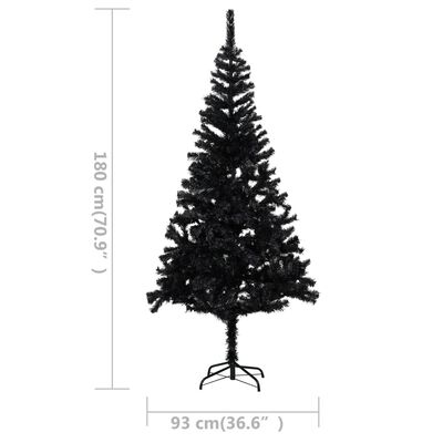 vidaXL Árbol de Navidad preiluminado con luces y soporte negro 180 cm
