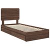 vidaXL Cama con almacenamiento con cabecera Roble Marr&oacute;n 90 x 190 cm